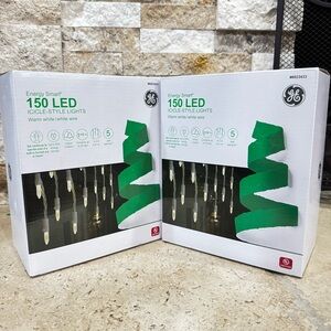 GE "Set of 2 box" 150Ct Warm White LED Plug-In Christmas / Wedding Icicle Lights